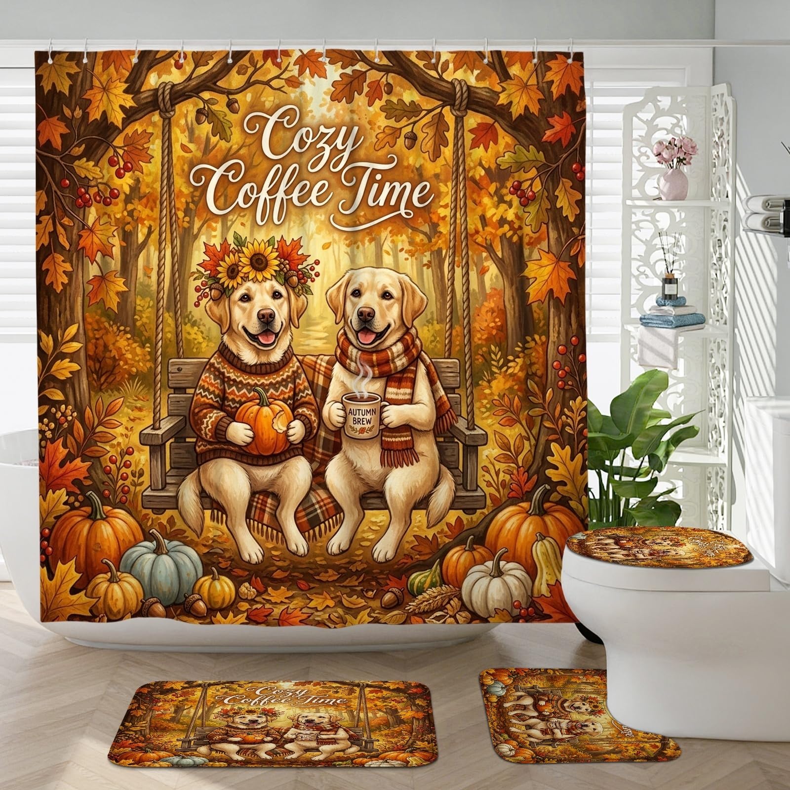 Balançoires pour chien labrador d'automne, tapis de bain et WC U