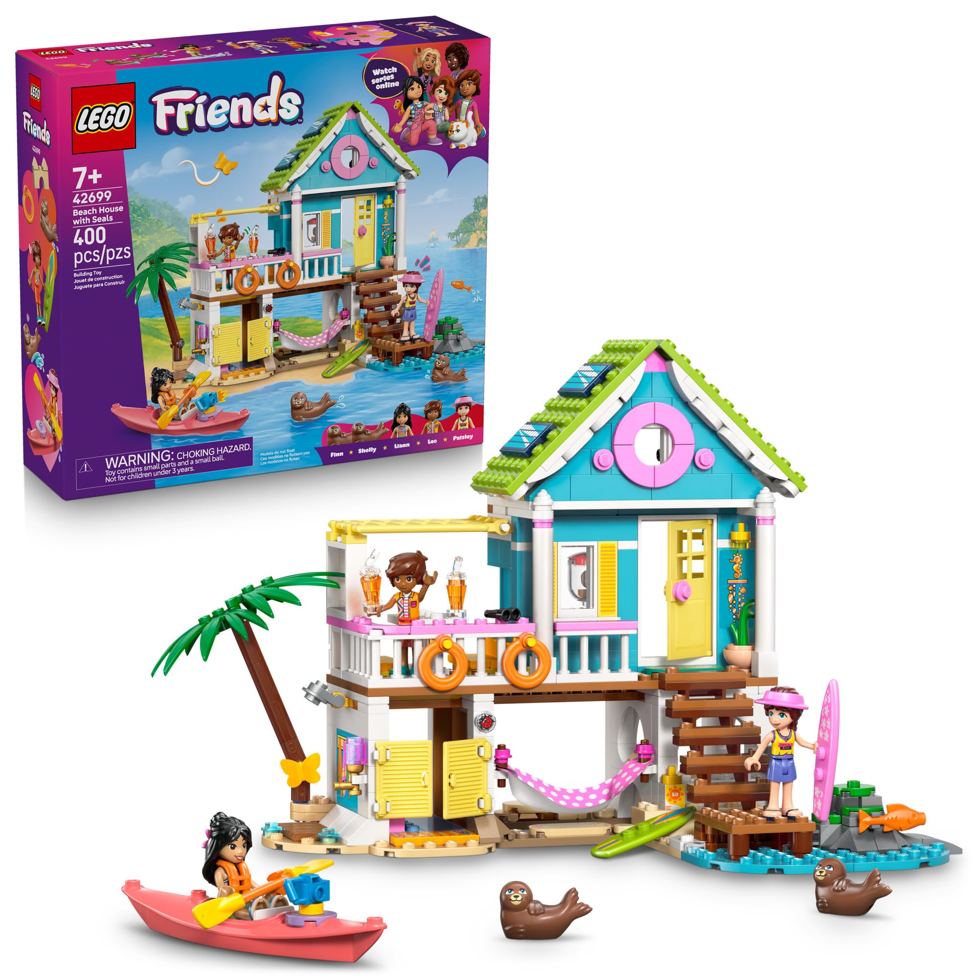LEGO Friends Beach House with Seals Building Toy for Girls Boys - Pretend Play Set for Kids Ages
