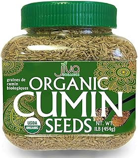 Jiva Organics Organic Cumin Seeds Whole 1 Pound Jar - Non-GMO, Pure, Vegan - Cumino