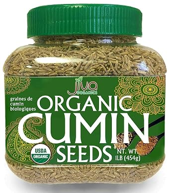Jiva Organics Organic Cumin Seeds Whole 1 Pound Jar - Non-GMO, Pure, Vegan - Cumino