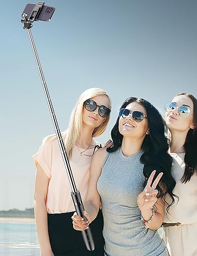 Miniatura 8 de Trípode de teléfono de 71 pulgadas y palo para selfie, trípode extensible todo en uno para teléfono celular con control remoto inalámbrico, soporte