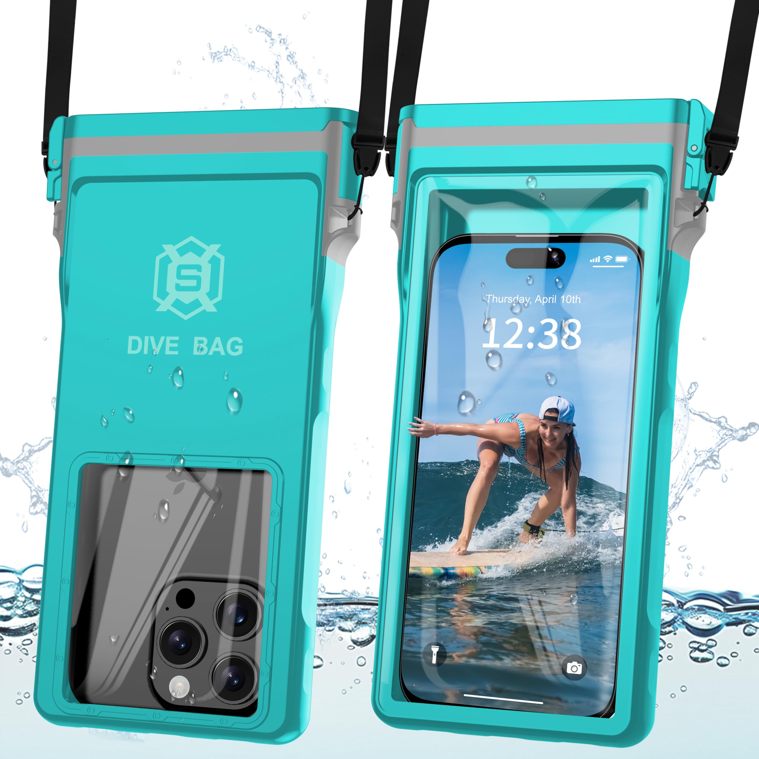 GOLDJU Waterproof Phone Pouch, 7.0 inch Waterproof Phone Case for iPhone 16 15 Pro Max Galaxy S25 S24 Ultra, IPX8 Large Space Adjustable Neck Lanyard