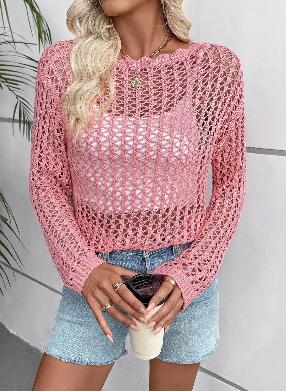 EVALESS Off The Shoulder Loose Knit Summer Sweater for Women Beach Vacation Clothes for Women Trendy 2026 - Image 6