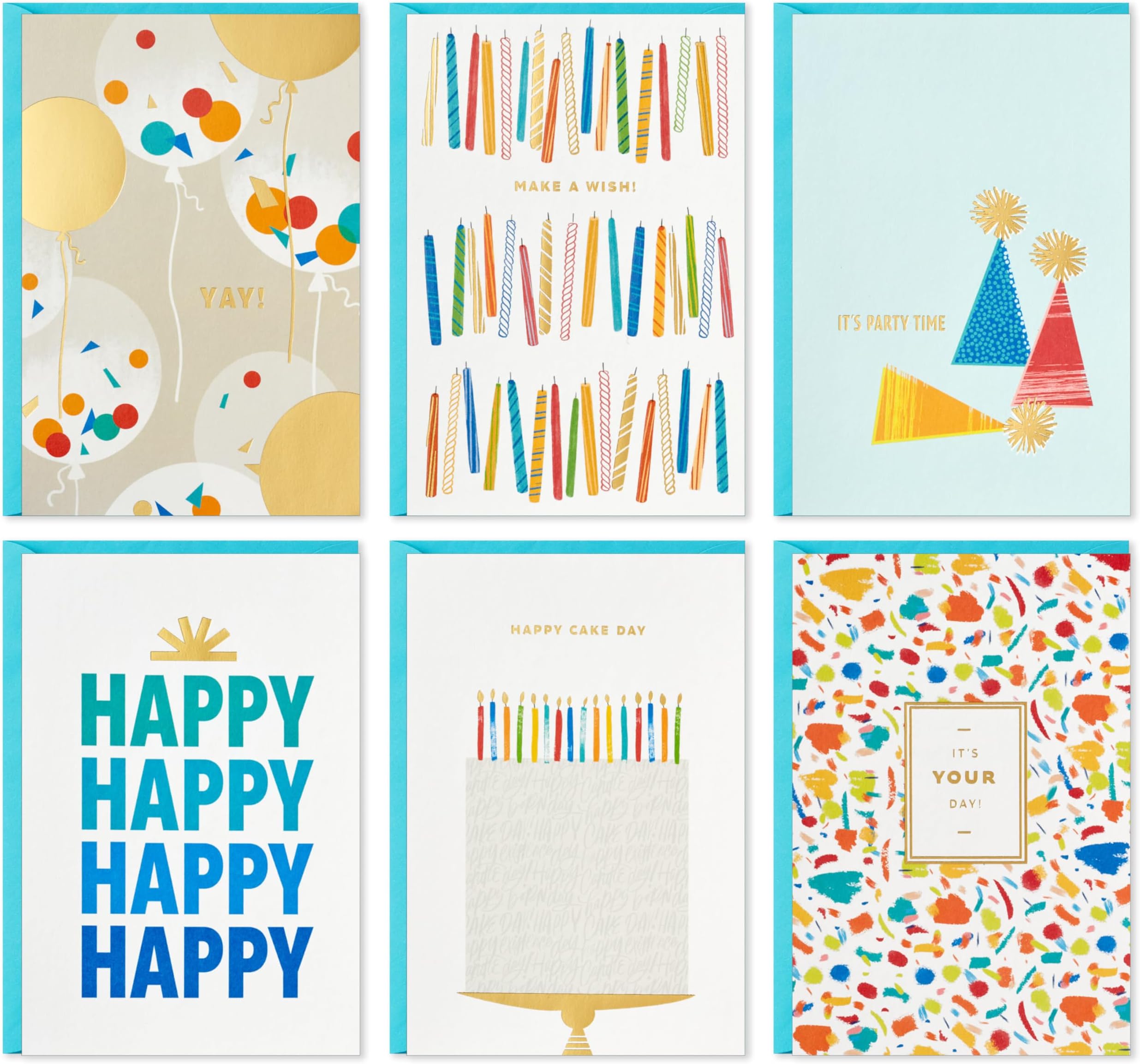 Birthday Cards Assortment, 36 Cards with Envelopes (Party Time)