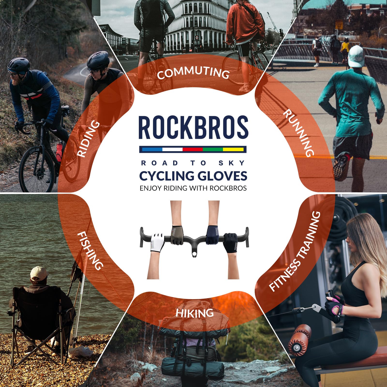 ROCKBROS Road-to-Sky Guanti Bici MTB, Guanti Ciclismo, Guanti Touchscreen Bicicletta, Guanti Antiurto Traspiranti, Guanti MTB Antiscivolo per Primavera Estate, Uomo e Donna