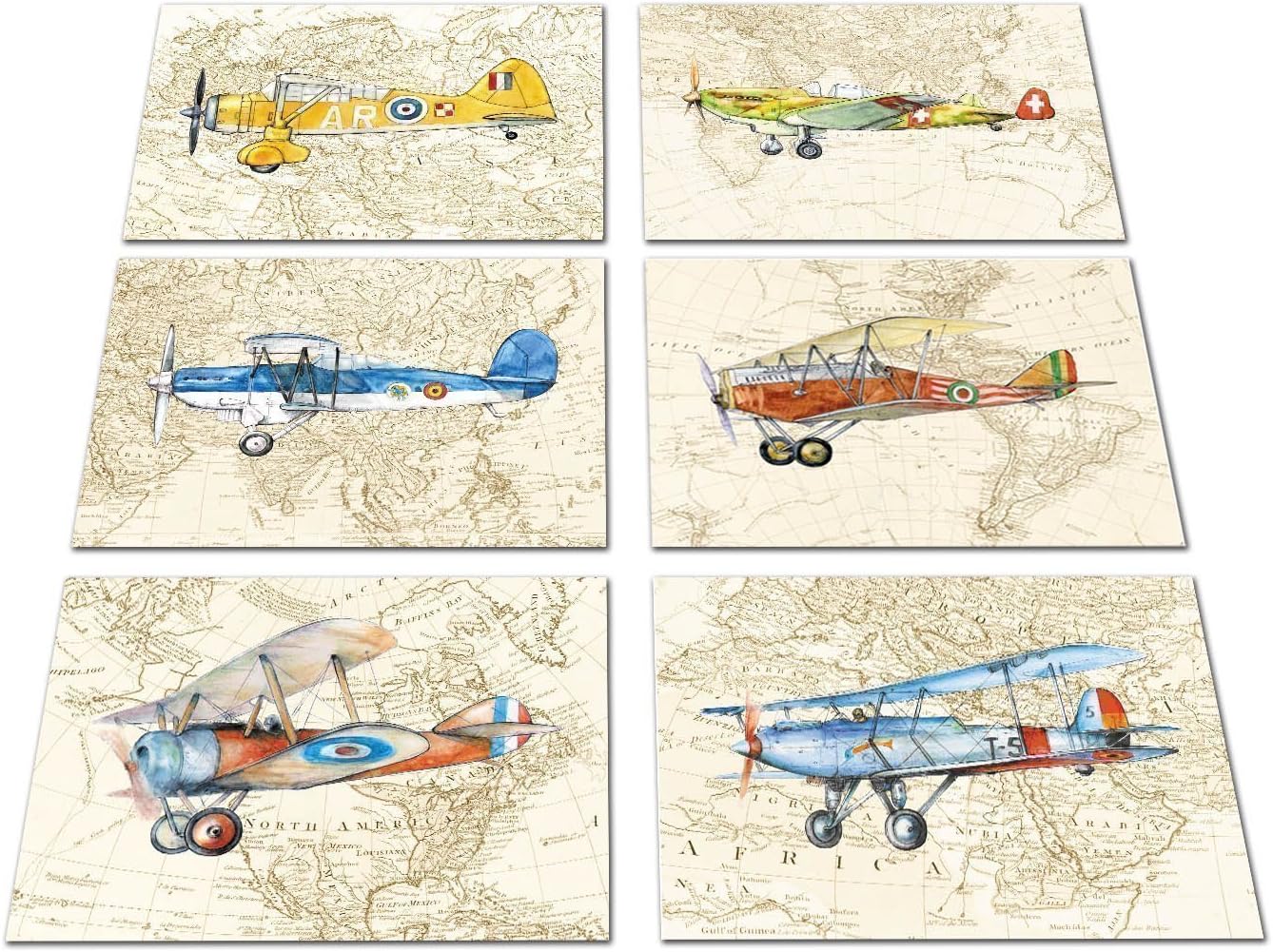 Airplane prints World map nursery decor Aviation wall art