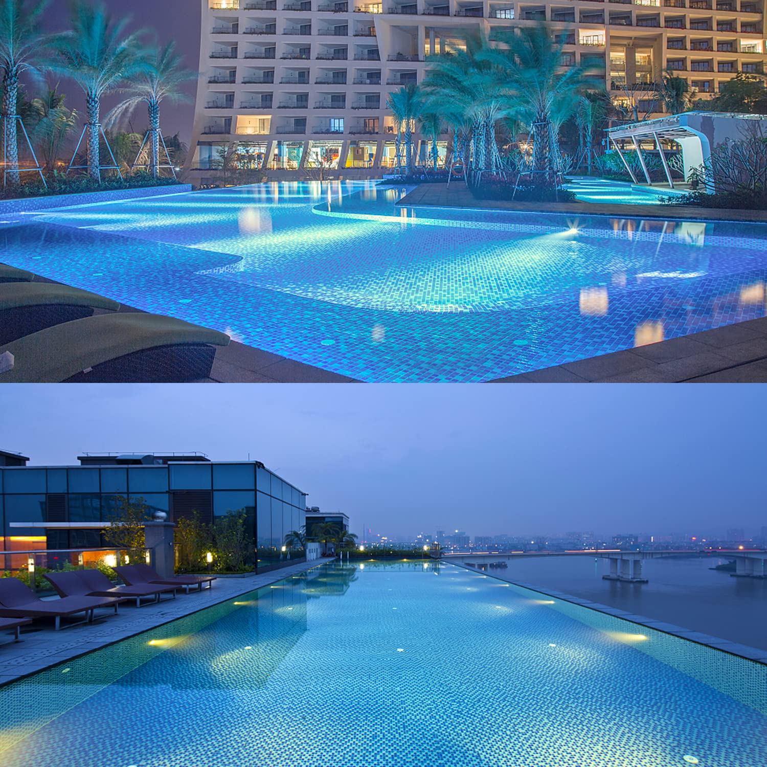 LED iluminación de piscina PAR56, 40W blanco cálido LED luces de piscina IP68 impermeable 12V DC/AC (Blanco Cálido)