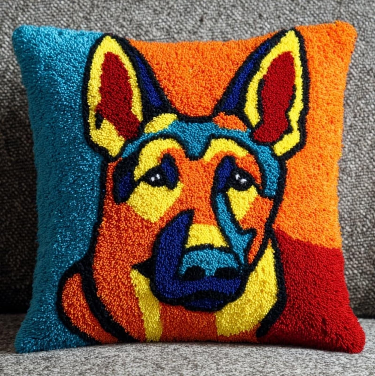 AxiangziK Latch Hook Cushion Kit for Beginners,German Shepherd Dog