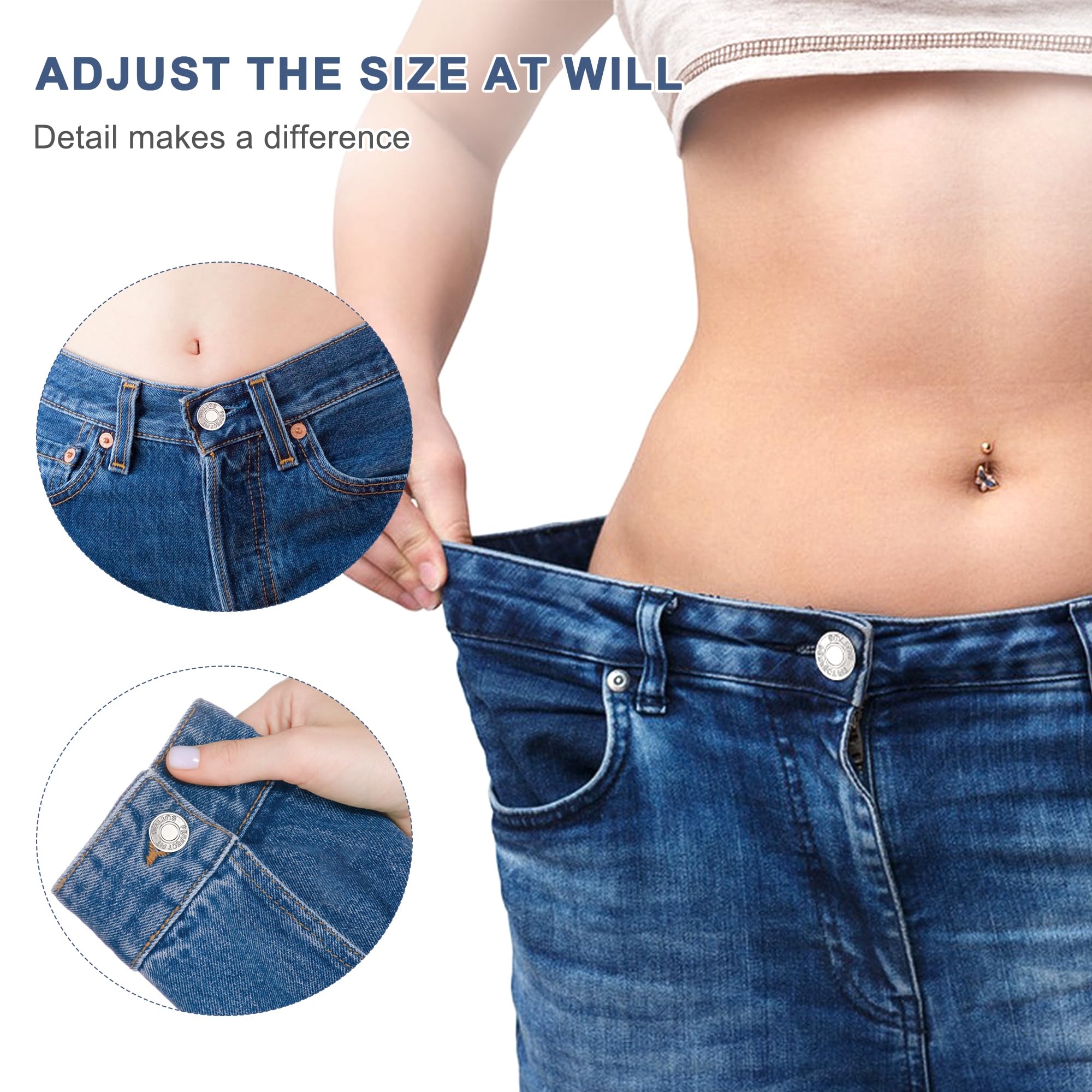 2pcs Bouton De Jeans à Perles Ajustable & Réutilisable