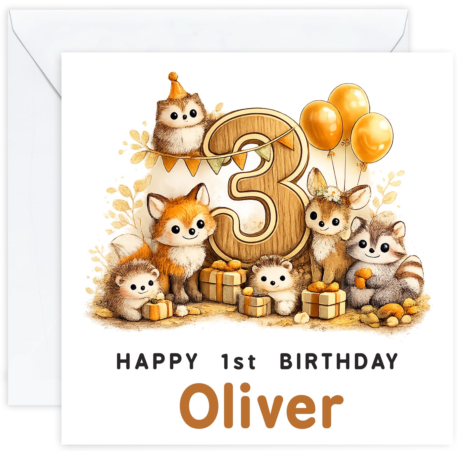 Personalised 3rd Birthday Card for Boy | Three Year Old Birthday Card with Name | Son Grandson Nephew or Godson | Design 07