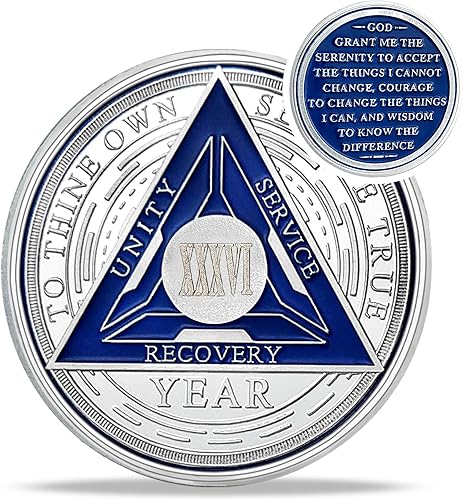 Miniatura 271 de Moneda de sobriedad de triángulo de recuperación de 2 años – Monedas de plata con número romano NA AA – 1-40 fichas y medallones NA/HA/AA Prime – 02