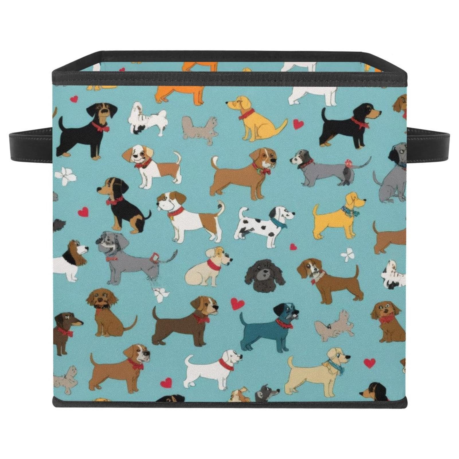 Panier de rangement chien et cœur 28cm pour organiser la chambre d'enfant