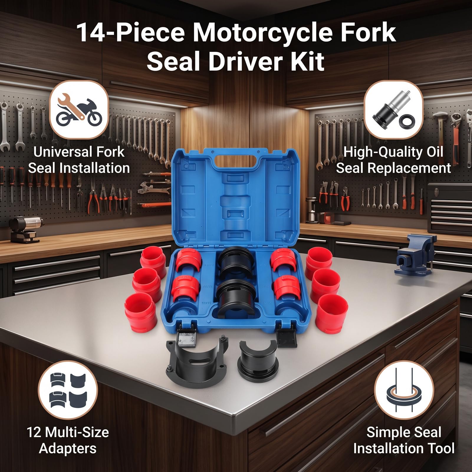 Luocute Kit de Instalación de Sellos de Horquilla de Motocicleta, 14