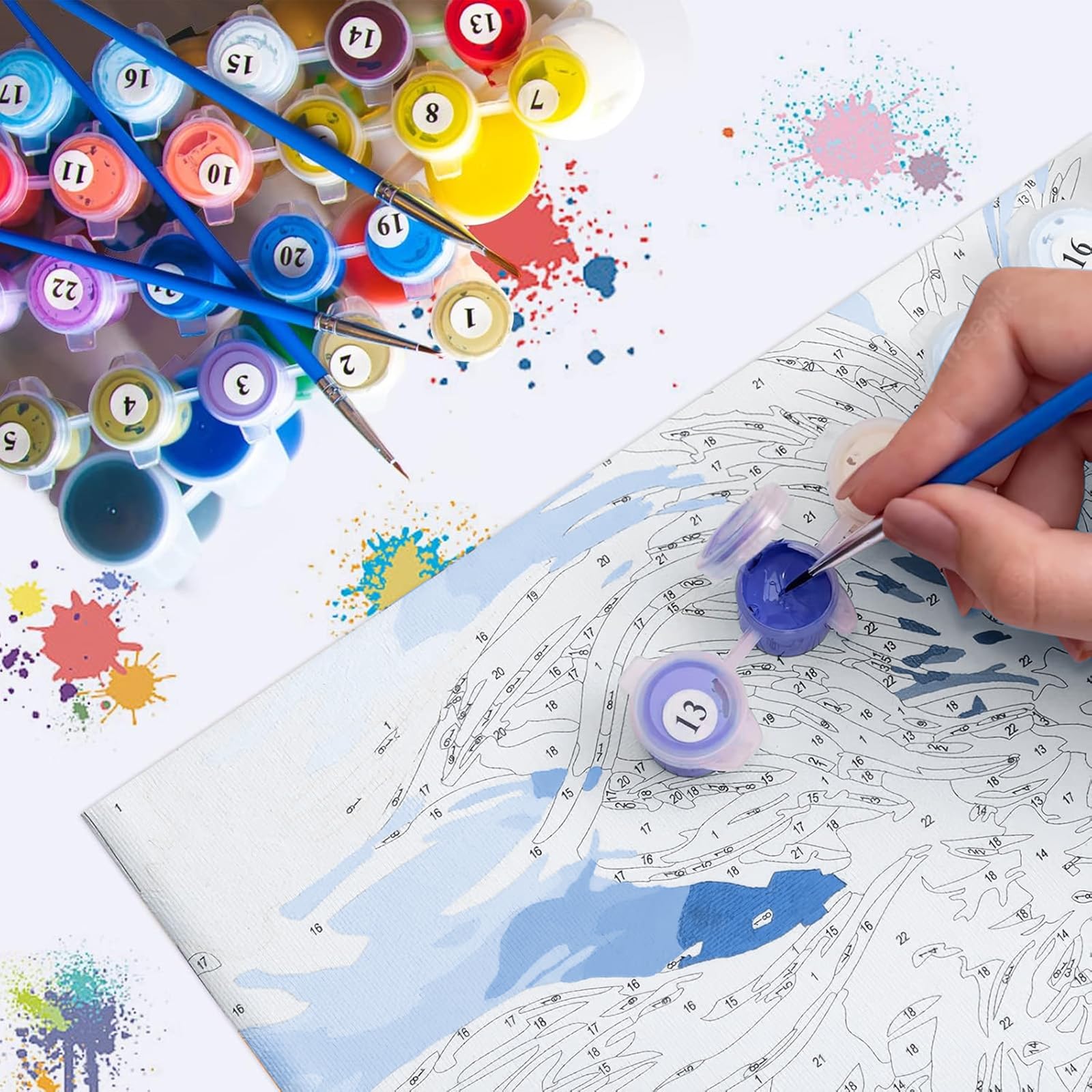 WANMIU Dipingere con i numeriTre simpatici gattini kit per adulti bambini principianti 40 x 50 cm adulti con pennelli pittura fai da te per la decorazione della casa senza cornice