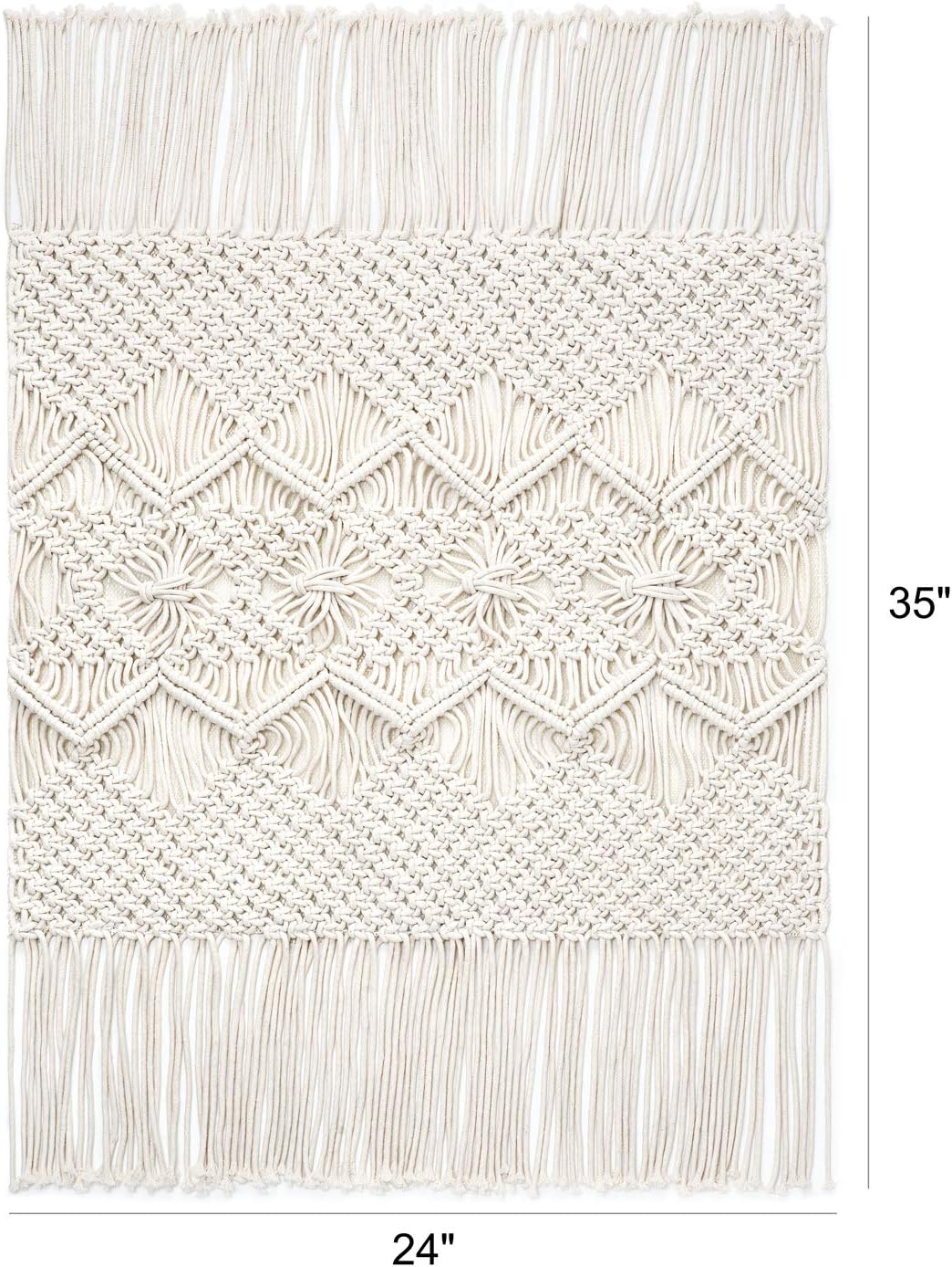 Mkono Macrame Rug Boho Area Rugs Cotton Woven Small Carpets with Tassels for Bedroom Living Room Bathroom Entryway Nursery Home Decor, 35" L x 24" W