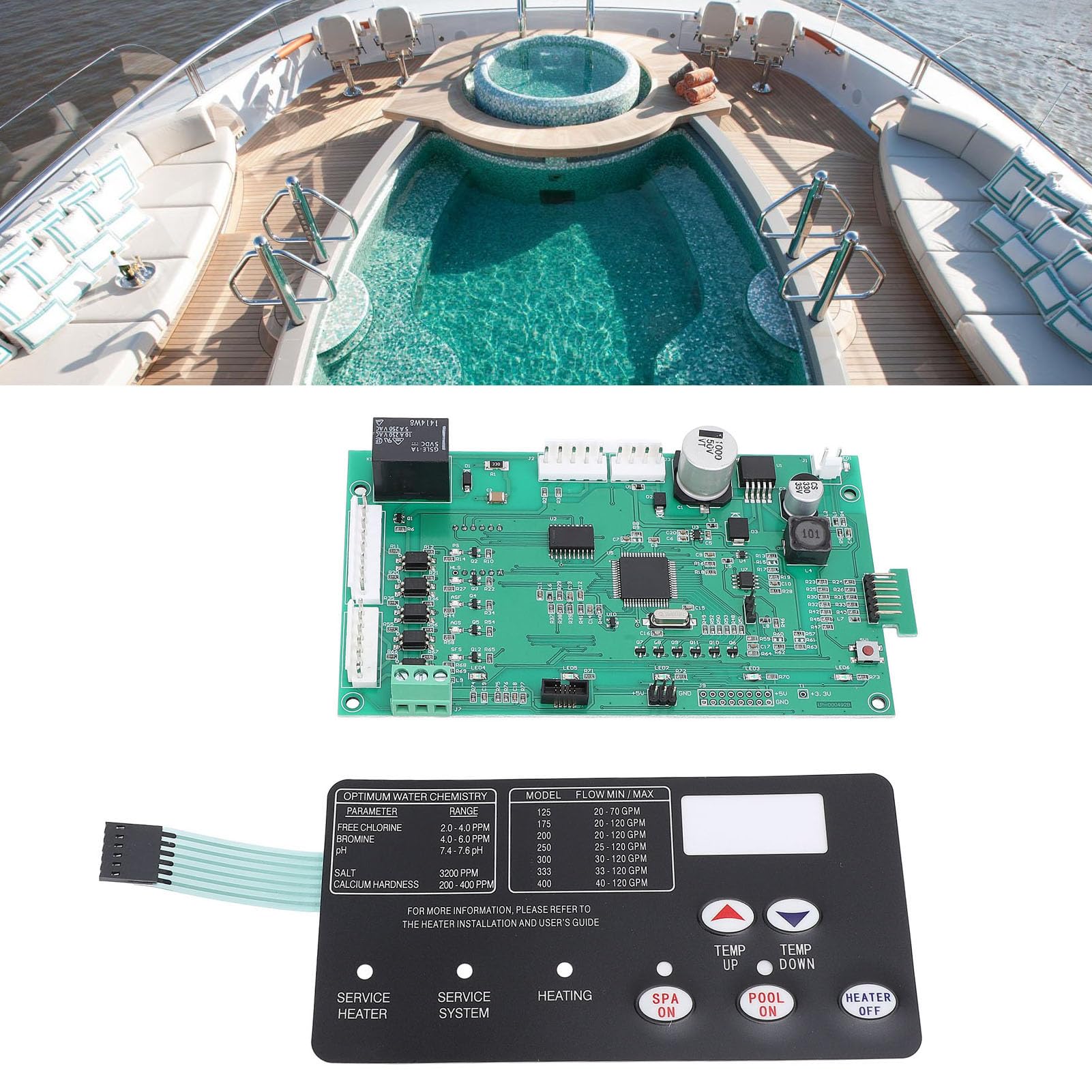SASKATE 42002-0007S, 461105 Replacement Control Board, Switch Pad for Pentair MasterTemp NA LP Series Pool Spa Heater