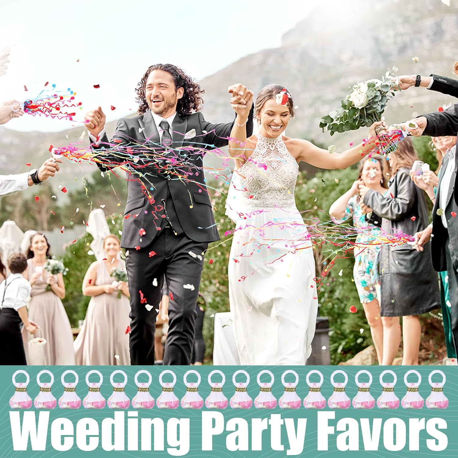 craftshou 120 Pcs Hand Throw Streamer Poppers Confetti No Mess Streamers Colorful Romantic Paper Crackers for Wedding Birthday Reception Graduation Party Celebrations Favors