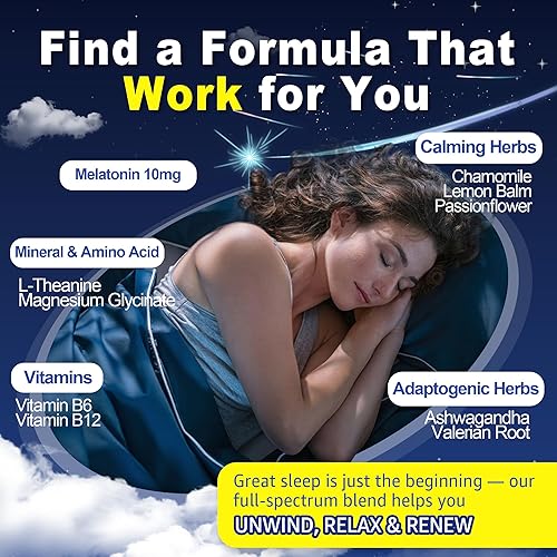 Miniatura 3 de Paquete de 2 gomitas de melatonina sin azúcar, 10 mg 20 mg de glicinato de magnesio y melatonina para adultos, Ashwagandha, L-teanina, B6, B12,