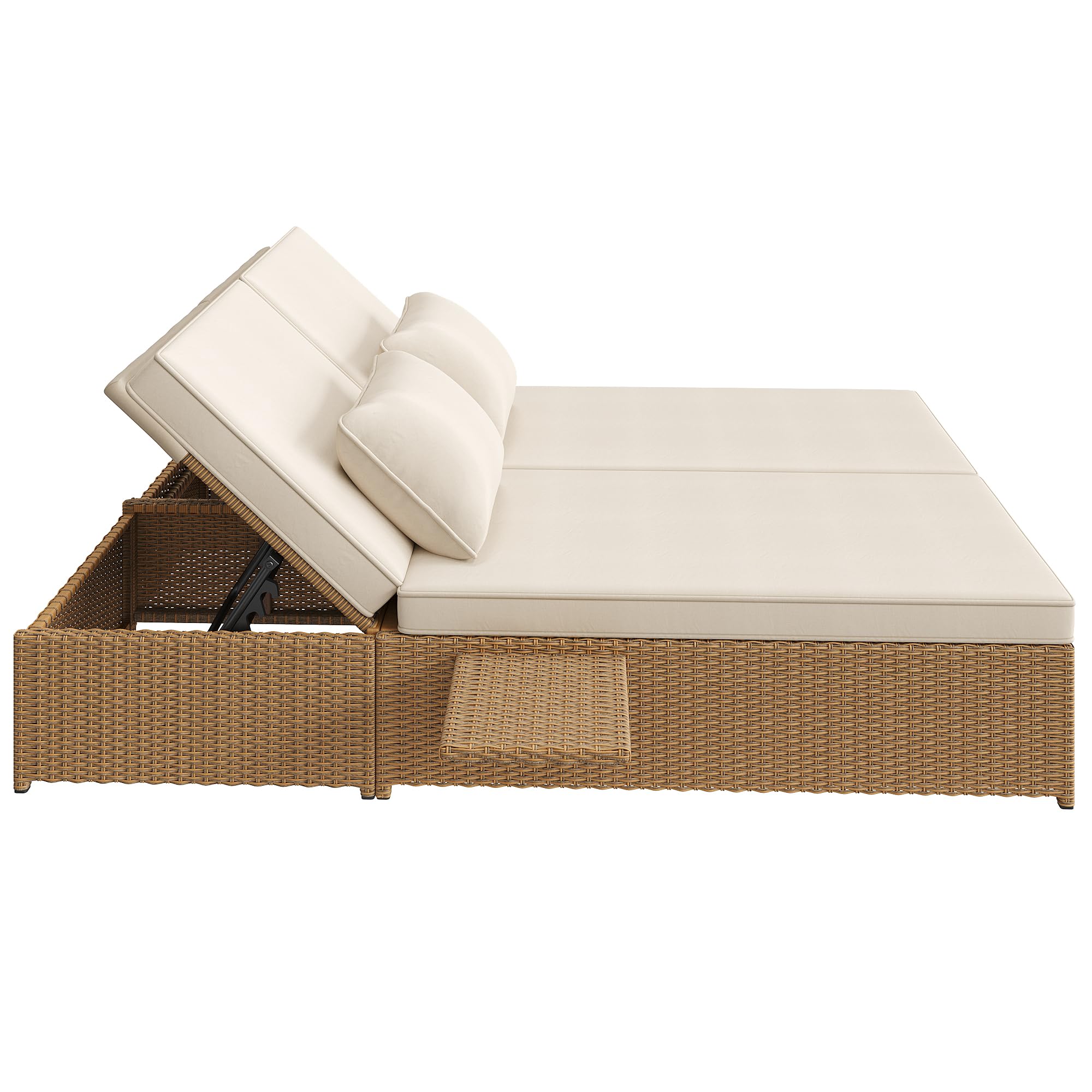 Sdraio da giardino per esterni, letto matrimoniale, in rattan, che può essere utilizzato come mobili da giardino all'aperto, adatto per lounge, balconi e giardini, resistente alle intemperie