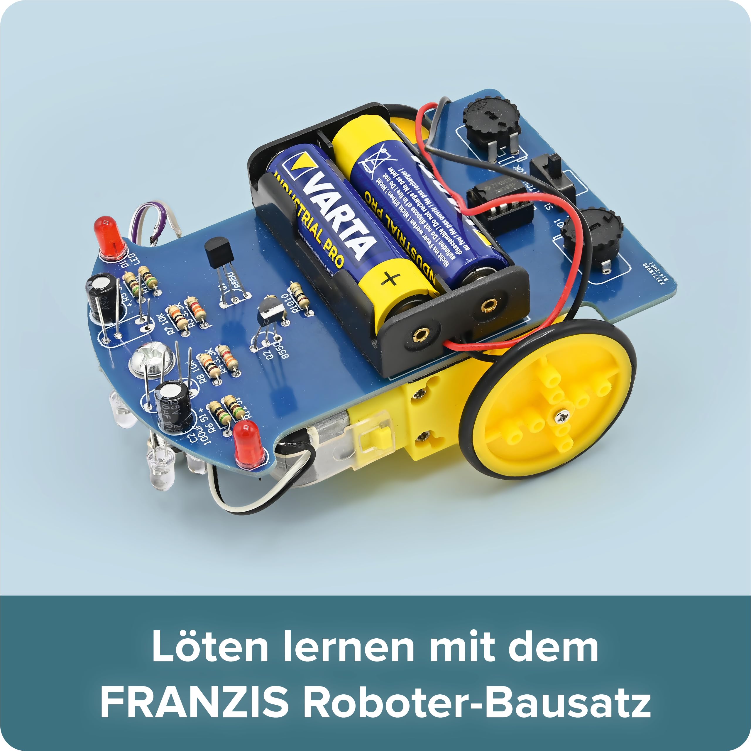 Franzis 67189 - Das große Starterset, die Roboter-Lötwerkstatt, lerne löten und baue deinen eigenen Roboter, inkl. Lötkolben und Handbuch, Mehrfarbig
