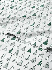 Twin Christmas Christmas Tree Sheet Set - Holiday Xmas Pattern Bedding Set - Deep Pockets - Snug Fit - 3 Piece - Wrinkle Free - Cooling Comfy Festive Winter Holiday Sheets for Women, Men, Kids & Teens