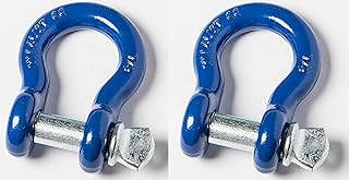 2 Pack - Blue/Galvanized - Bow Shackle 7/8" inch ALFA Wheels D-Ring Rugged WLL Working Load Limit 6.5 Tons 14300 lbs-1" Screw Threaded Pin Heavy Duty Lifting Rigging Tow Recovery Anchor