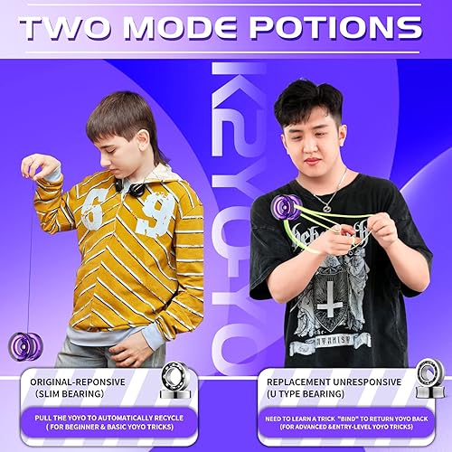 Miniatura 5 de Responsive Yoyo para niños K2 Crystal Purple, Yoyo V8 sensible profesional con cuerdas de Yoyo + bolsa Yoyo + rodamiento + herramienta de extracción