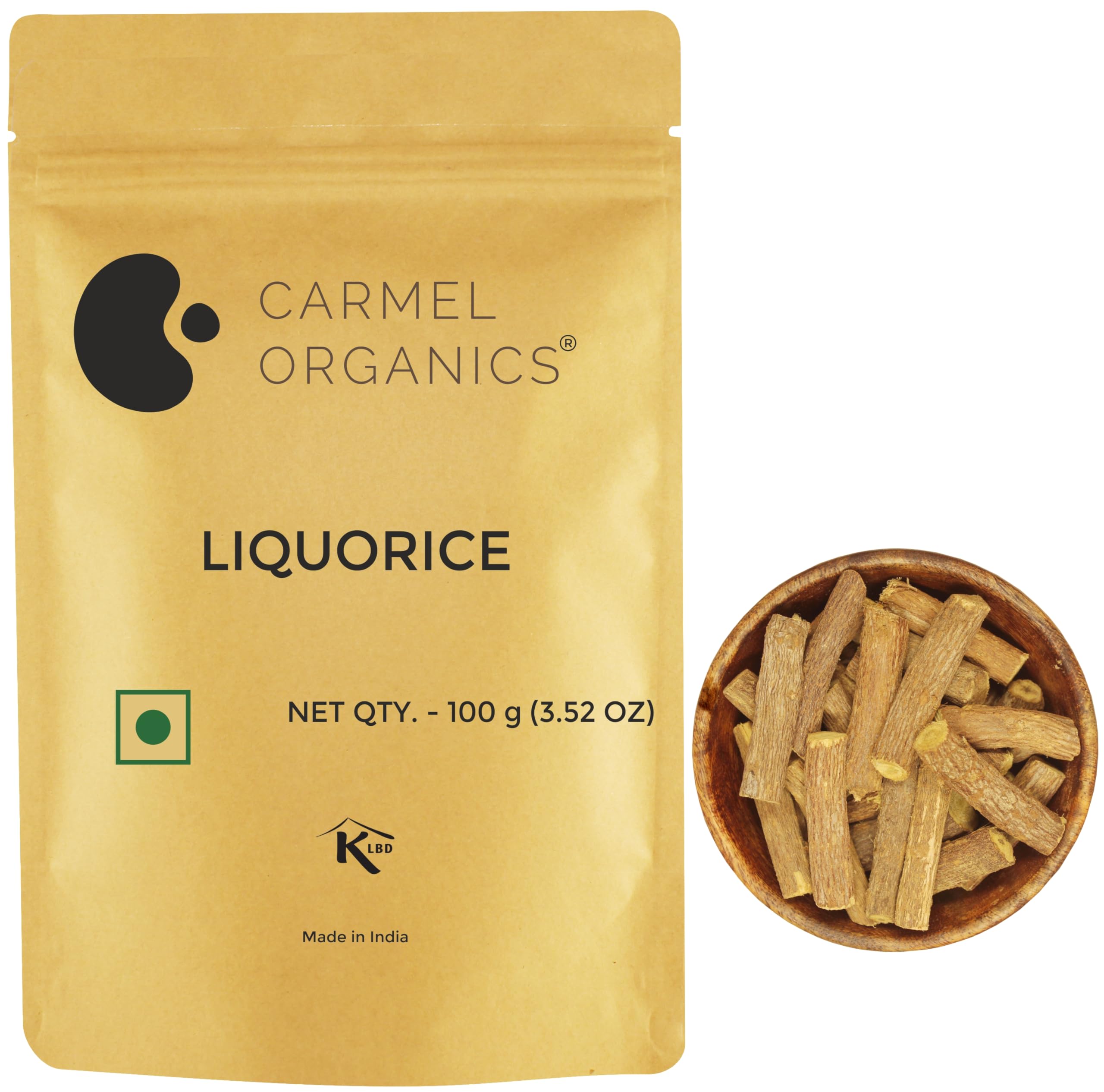 CARMEL ORGANICS リコリス(ムレティ)根全体(100グラム)|健康、スキンケア、ヘアケアのためのヤシュチマドゥ|グリチルリザグラブラ|アティマドゥラム/アティマドゥラ|防腐剤無添加