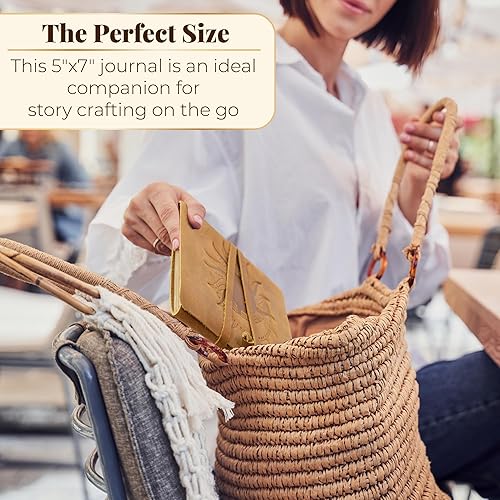 Miniatura 6 de Diario de cuero con páginas en blanco, planificador diario y organizador, diseño de brújula, diario de escritura encuadernado en cuero para mujeres