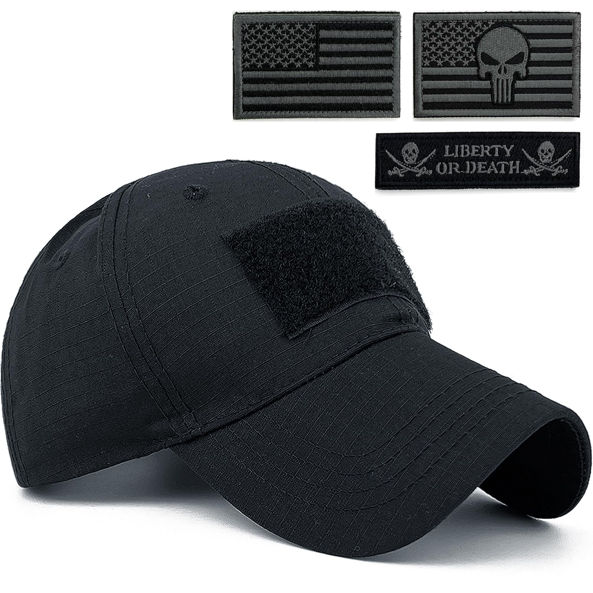 Masktide Tactical Military Mens Camo Baseball Hat with American Flag Skull Patch Patriotic Operator Camouflage Cap for Women