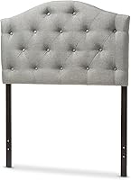 Vista 3 de Baxton Studio Myra - Cabecera tapizada de tela gris moderna y contemporánea, tapizada con botones, tamaño individual