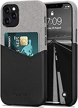 Tasikar Funda iPhone 12 / Funda iPhone 12 Pro Carcasa Cartera de Cuero y Tela con Tarjetero Compatible con iPhone 12 & iPhone 12 Pro (Negro)
