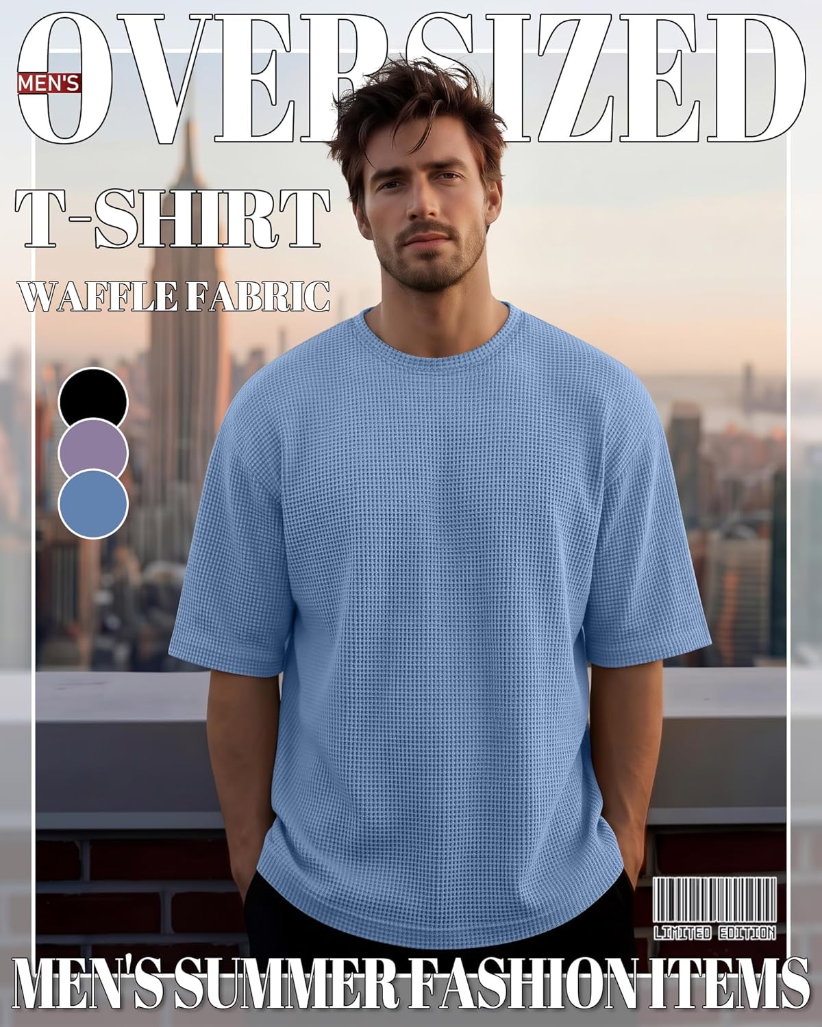 3 Pack Men Waffle T Shirts Oversized Half Sleeve Crewneck Pullover Tees Short Sleeve Loose Fit Workout Casual Tops