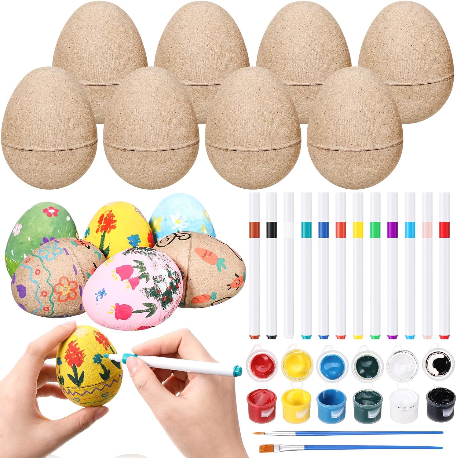 Amazon.com: Halloscume 12 Set Paper Mache Easter Eggs Painting Kit 3 ...