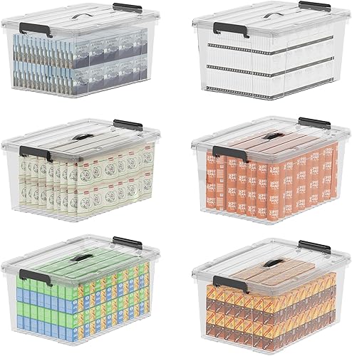 Miniatura 4 de Cetomo Contenedor de almacenamiento con tapa con asa, contenedor organizador con ruedas, tapa y hebillas de cierre seguro, apilable y estable,