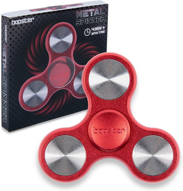 bopster Spinner in metallo, spinner portatile tri-fidget per bambini e adulti, 4+ minuti di tempo di filatura, 73 g, giocattolo da scrivania liscio per la gestione dello stress, la concentrazione
