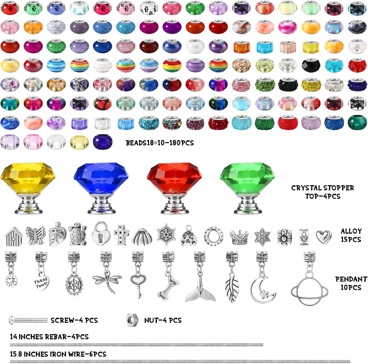 227 Pcs 14 Inch Garden Stakes Decorative DIY Wand Garden Stakes Wands with Diamond Toppers 8 Inch Caterpillar Garden Stake Beaded Stakes Fairy Sticks for Children Mom Outdoor Decoration - Image 7