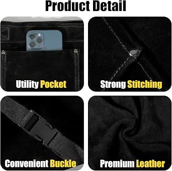 LeaSeek Leather Welding Pants, Heat & Flame Resistant Safety Leg Protection