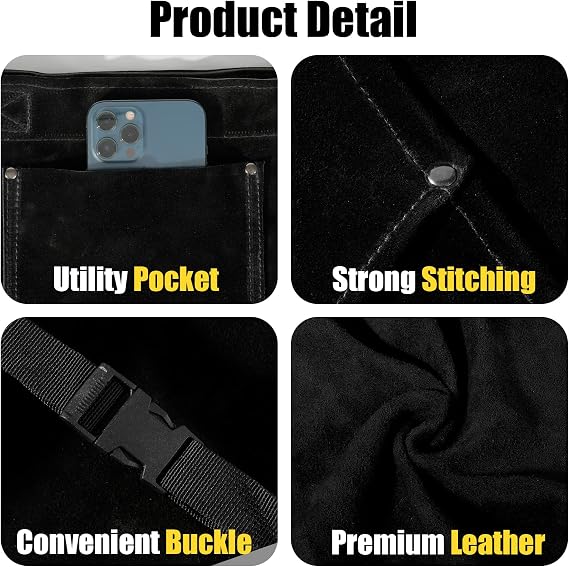 LeaSeek Leather Welding Pants, Heat & Flame Resistant Safety Leg Protection
