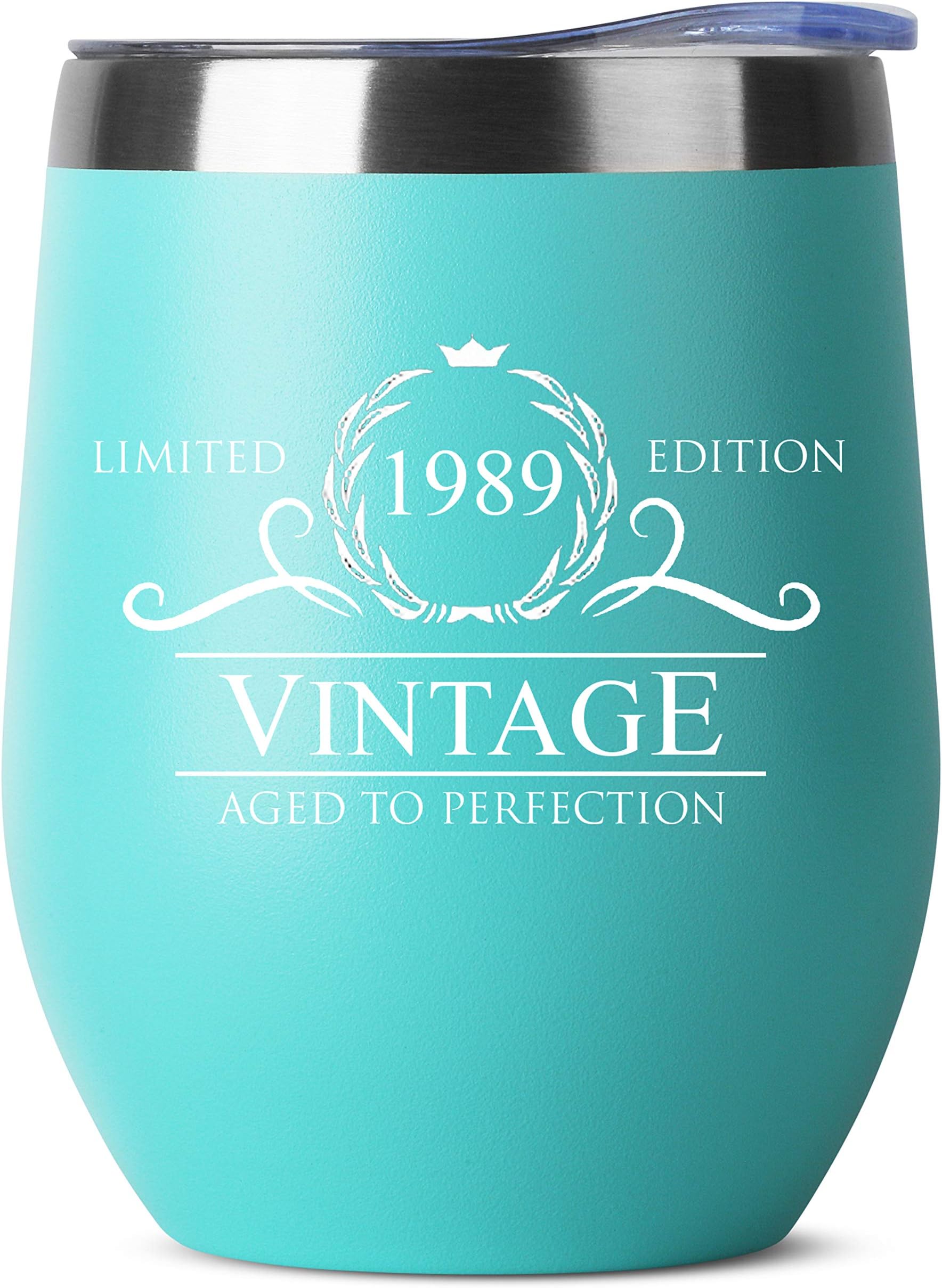 1989 31st Birthday Gifts for Women or Men - Vintage Aged to Perfection Stainless Steel Tumbler -12 oz Mint Tumblers w/ Lid - Funny Anniversary Gift Ideas for Him, Her, Husband or Wife. Insulated Cups