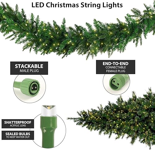 Miniatura 4 de Dephen - Cadena de luces con energía solar y con enchufe, 72 pies, 200 LED, hadas, estrellas, navidad, impermeable, luces en hilo para exteriores,