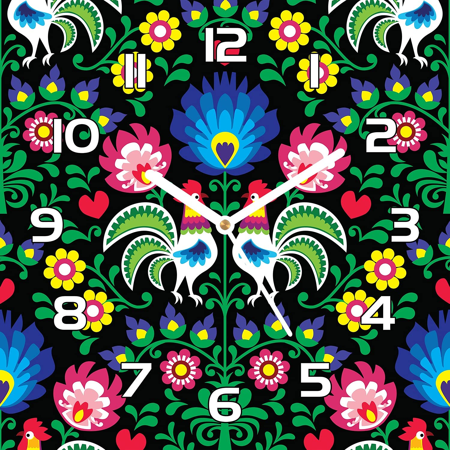 Horloge murale en verre de sécurité Coloray 30x30 cm avec impression moderne de qualité