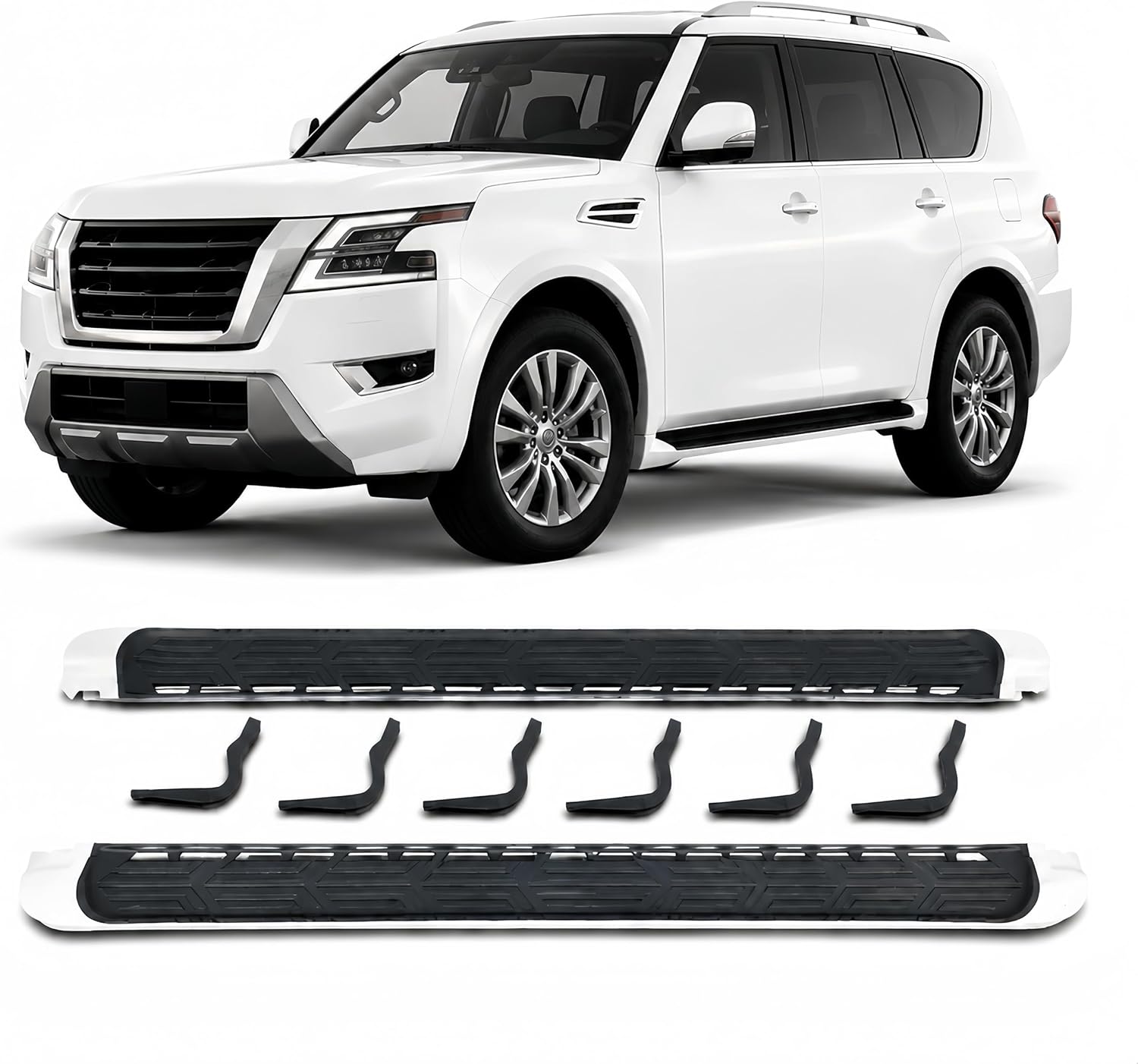 2PCS Black Running Boards Side Step Nerf Bars for Nissan Patrol Armada Y62 2017-2024 Aluminum Pedal Protectors with Brackets