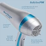 BaBylissPRO Nano Titanium Hairdryer, Ionic and Ceramic Blowdryer with 2 speeds, 3 heat settings and a built-in stand, 1700 Watts for Efficient Hair Drying