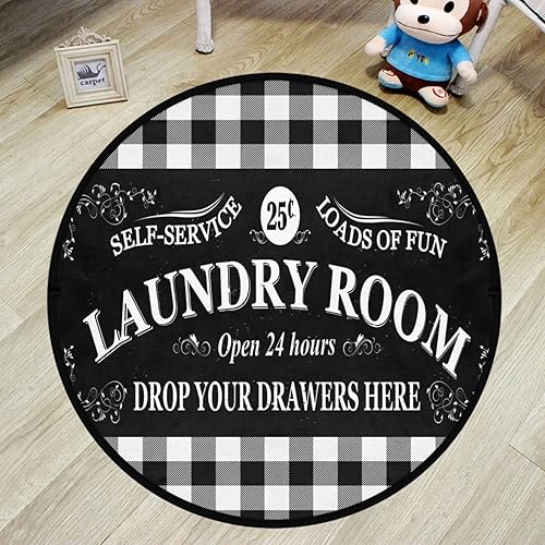 Alfombra redonda circular de búfalo blanco, antideslizante, alfombra circular lavable cómoda para sala de estar, tapete de yoga redondo absorbente