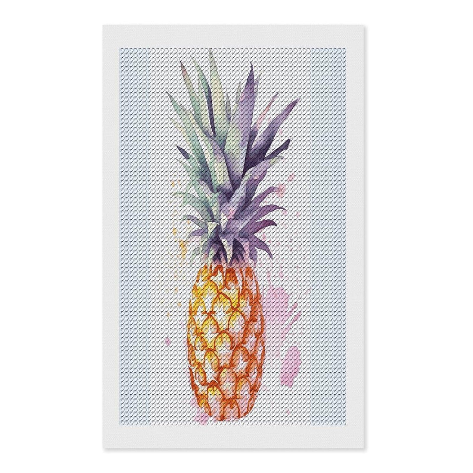 FekiLoot Pineapple Diamond Painting Kits for Beginners DIY Diamond Art Kits for Adults Full Drill Round Diamond Dot Gem Art Painting Fun DIY Crafts for Home Kitchen Wall Decor Gift 12"x20"