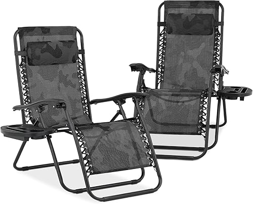 Vista 7 de Athena Collection Zero Gravity - Juego de 2 sillas de salón para exteriores, 29 pulgadas de ancho, sillas reclinables con soporte para tazas, Arco