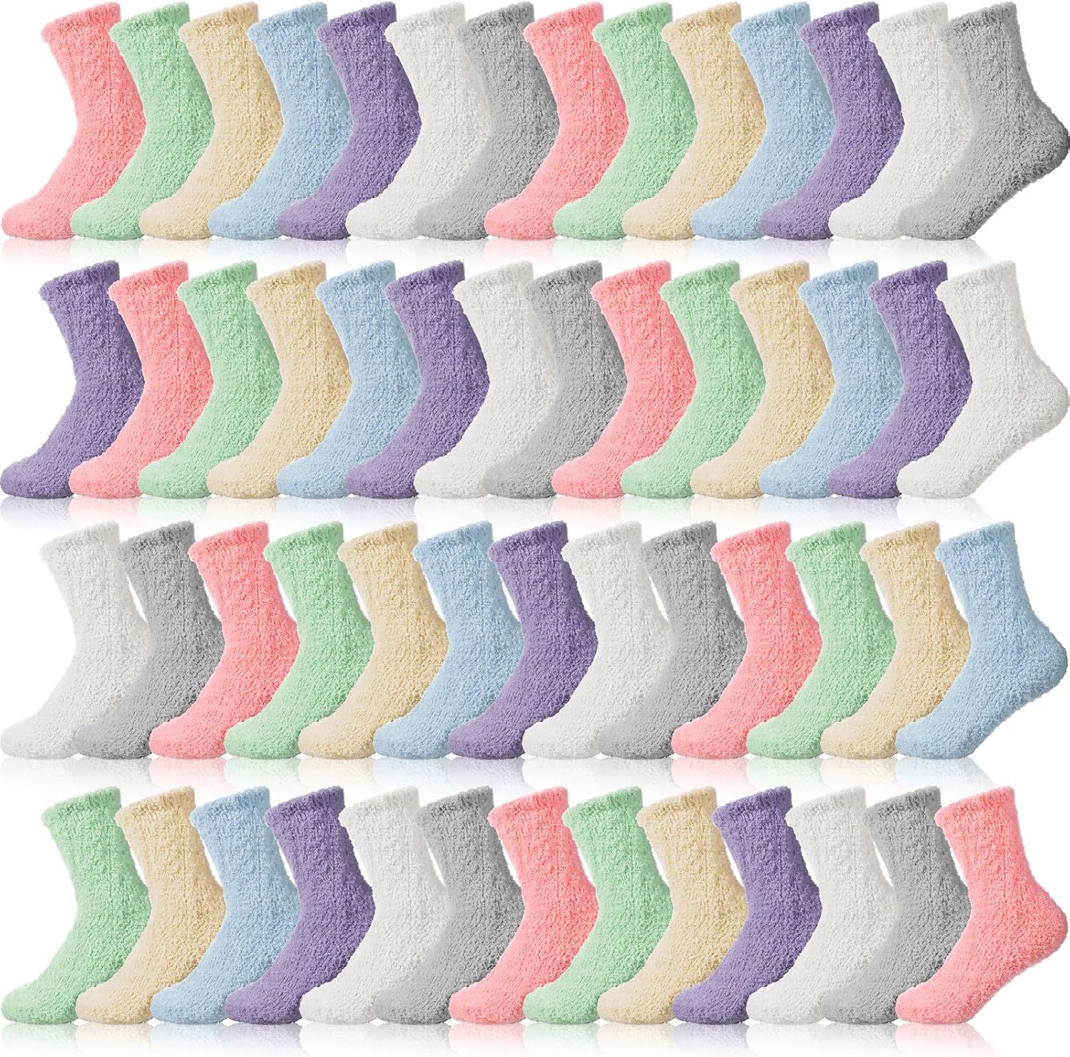 Handepo 60 Pairs Women Fuzzy Socks Bulk Winter Warm Soft Fluffy Crew Sleeping Slipper Socks for Indoor Christmas Gifts