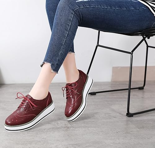 Miniatura 3 de DADAWEN - Zapatos con cintas tipo Oxford, con plataforma, para mujer, punta cuadrada