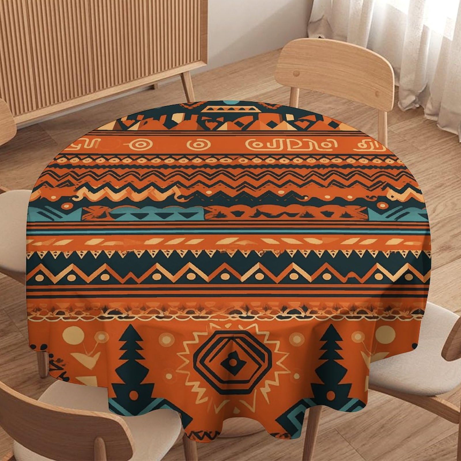 Nappe ronde lavable à motif glyphe décoration de fête et table à manger cuisine